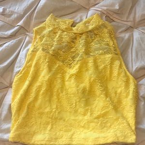 Forever21 yellow lace crop top.